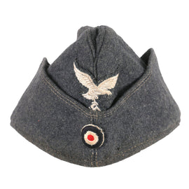 Original German WWII Luftwaffe EM-NCO Wool M38 Overseas Cap with Faded Markings