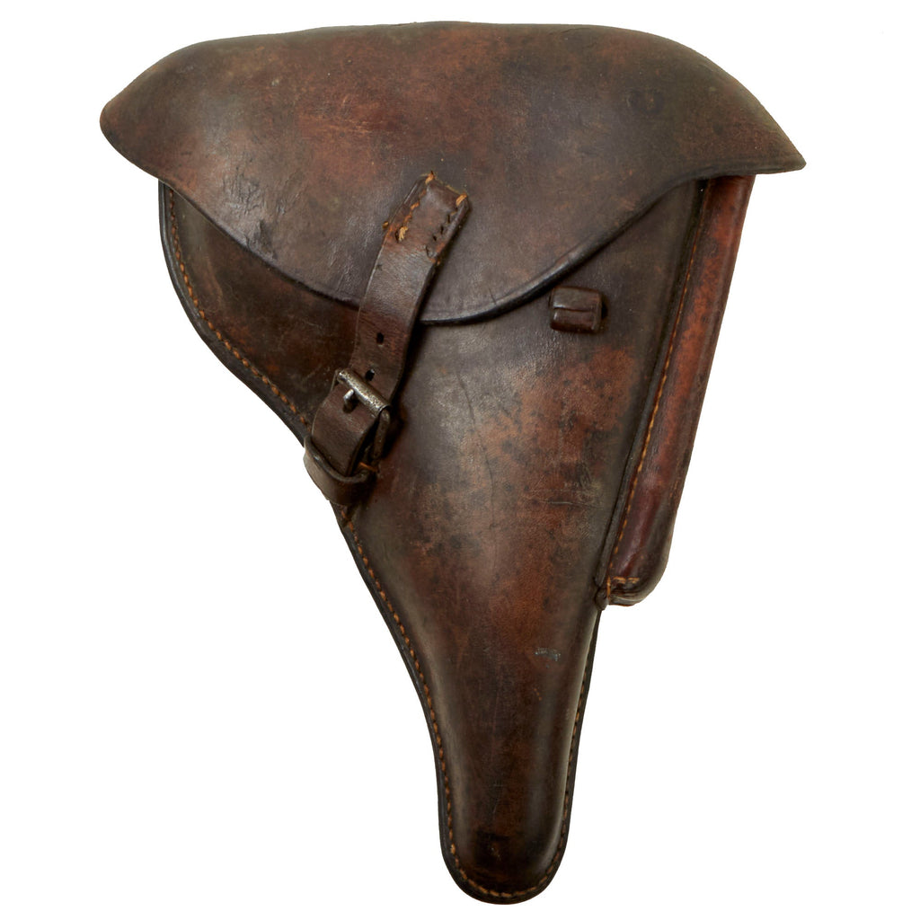 Original German WWII P08 Luger Brown Leather Hardshell Holster by