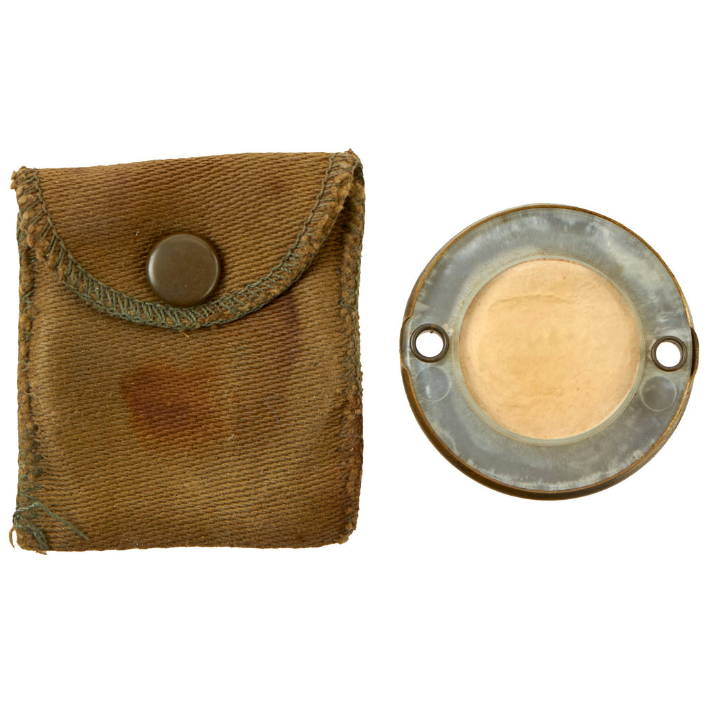 Original U.S. WWII Paratrooper D-Day Normandy Invasion Clip On Luminous Disc Helmet Marker With Original Pouch Original Items