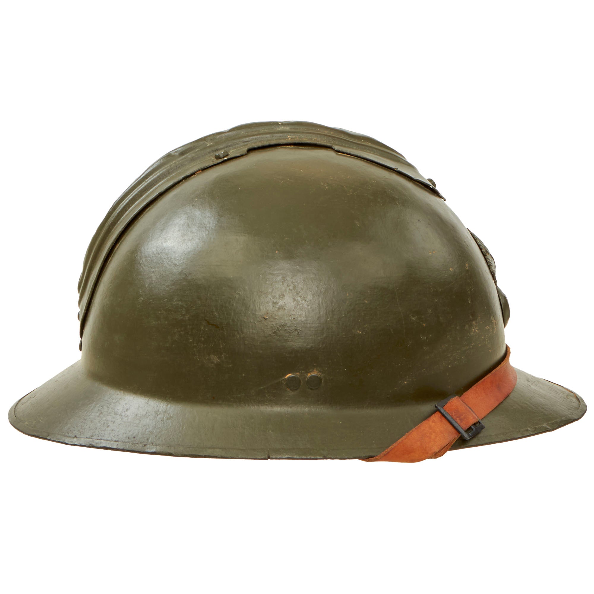 Original French WWII Model 1926 Adrian Infantry Combat Helmet with Com