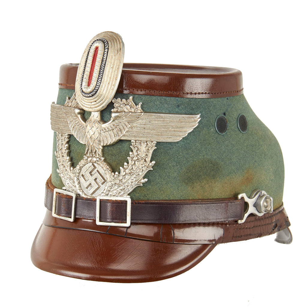 Original German WWII Late Pattern Rural Police Shako by Hans Römer with Leather Chinstrap Original Items