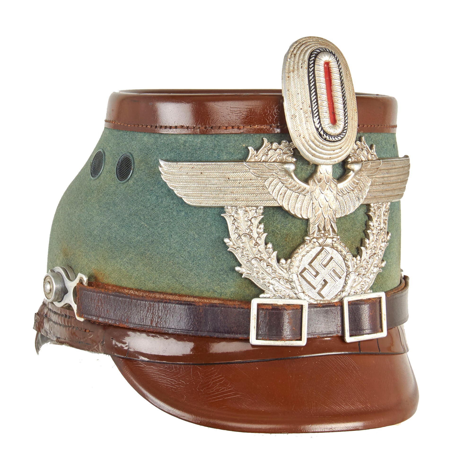 Original German WWII Late Pattern Rural Police Shako by Hans Römer wit ...