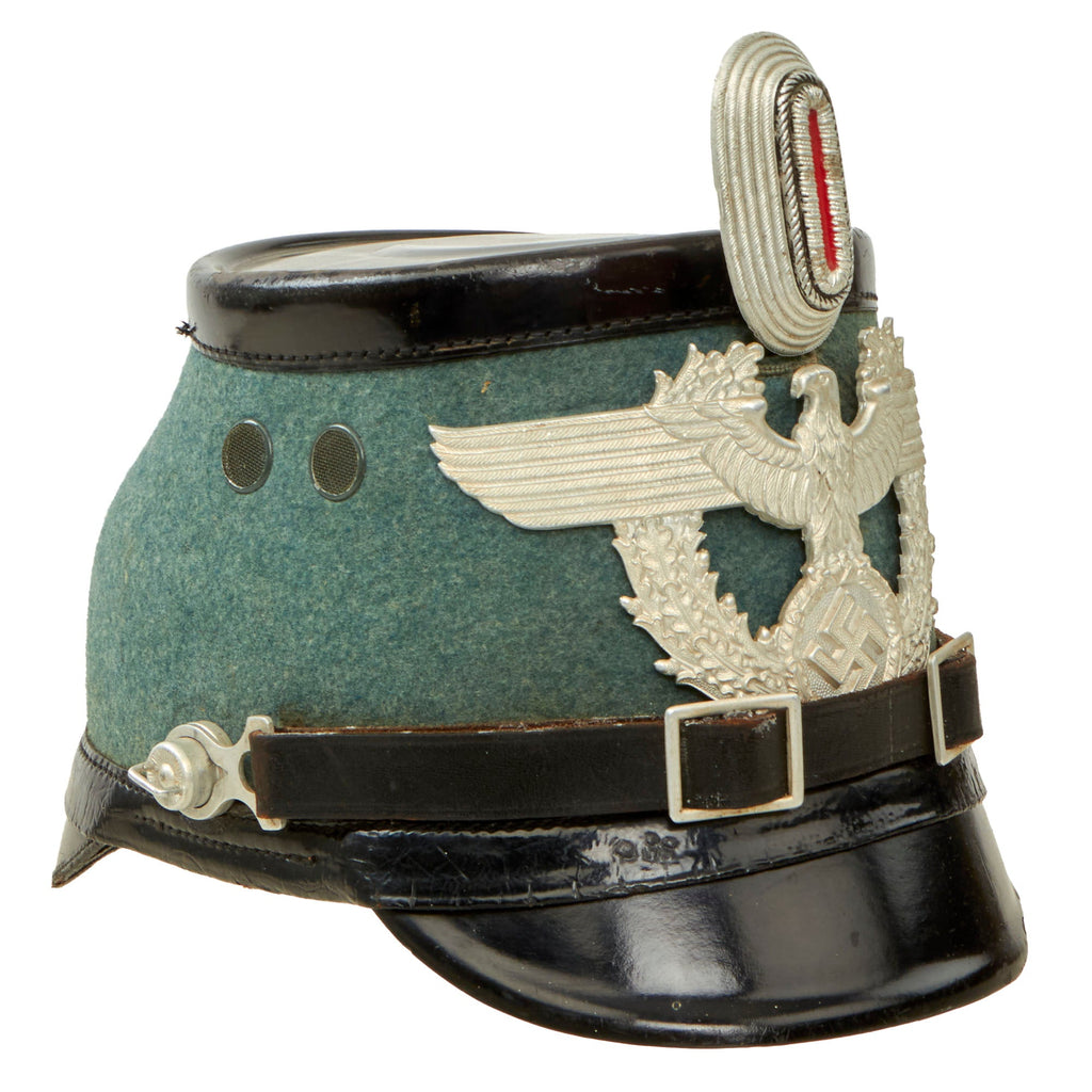 Original German WWII Metropolitan Police Shako by Hans Römer with Leather Chinstrap - Size 57 ½ Original Items