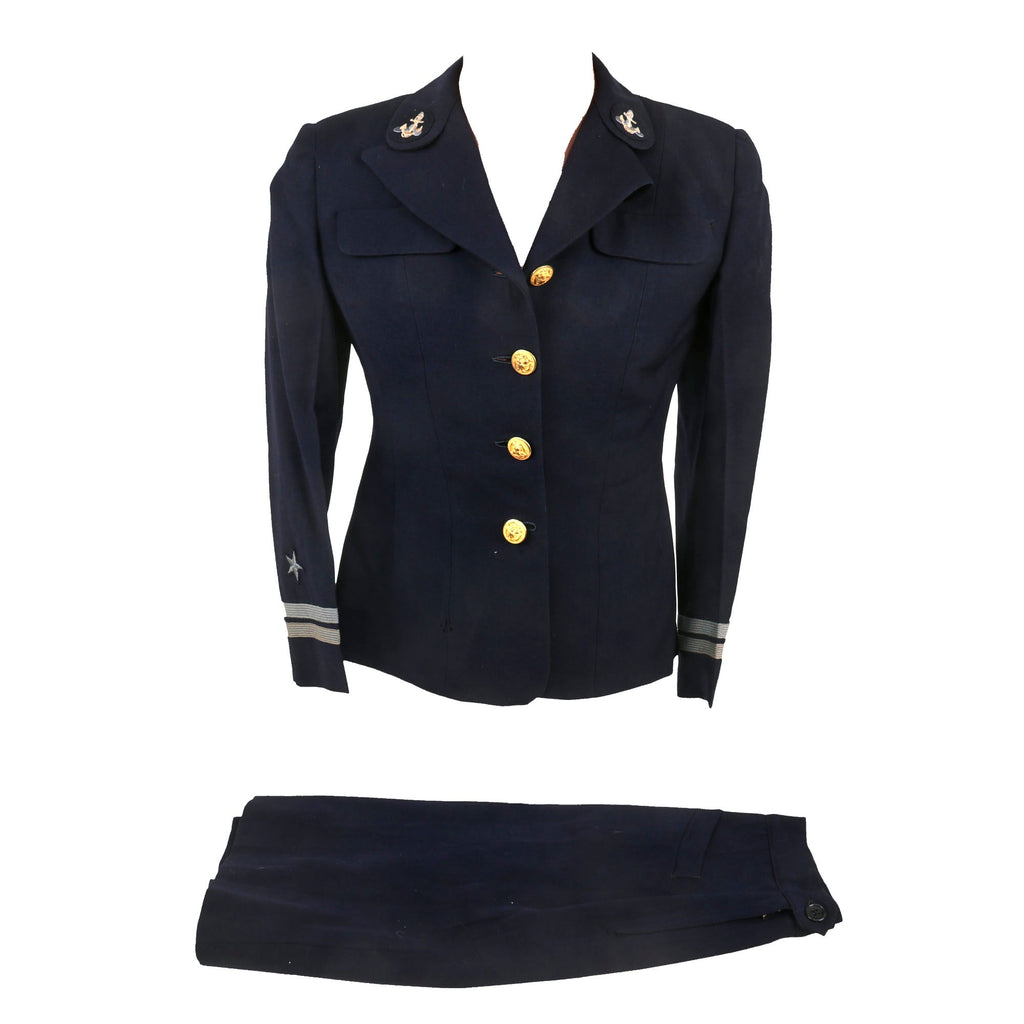 Original U.S. WWII Women Accepted for Volunteer Emergency Service “WAVES” Naval Reserve Blue Service Dress Uniform Set Original Items