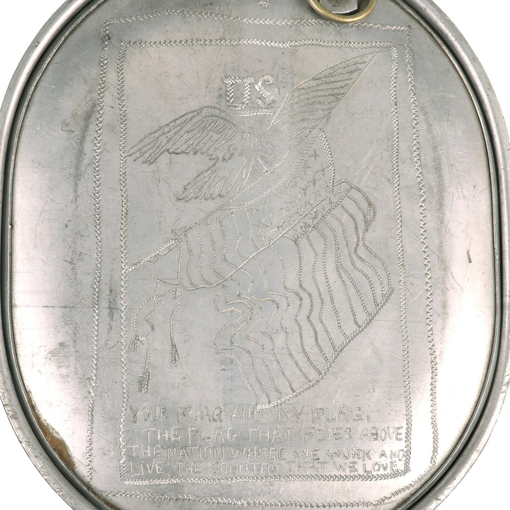 Original U.S. WWI Trench Art M1910 Mess Kit Dated 1918 Personalized by Ester Laubstine, K. Company of the 139th Infantry Regiment, 35th Infantry DIvision Original Items