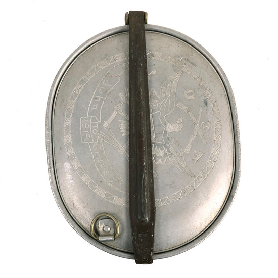 Original U.S. WWI Trench Art M1910 Mess Kit Dated 1918 Personalized by “John”, 357th Machine Gun Company of the 90th Infantry DIvision Original Items