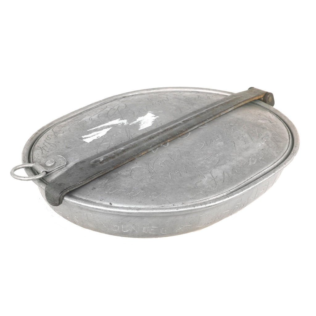 Original U.S. WWI 1st Division Medic’s Engraved M1910 Mess Kit with Travel Diary and Exact Date & Time of Wound at Cantigny - Featured in The Book “Trench Art, An Illustrated History” by Jane Kimball on Page 225 Original Items