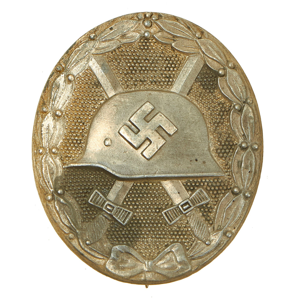 Original German WWII Second Class Silver Wound Badge by Klein & Quenzer A.G - Solid Back Original Items