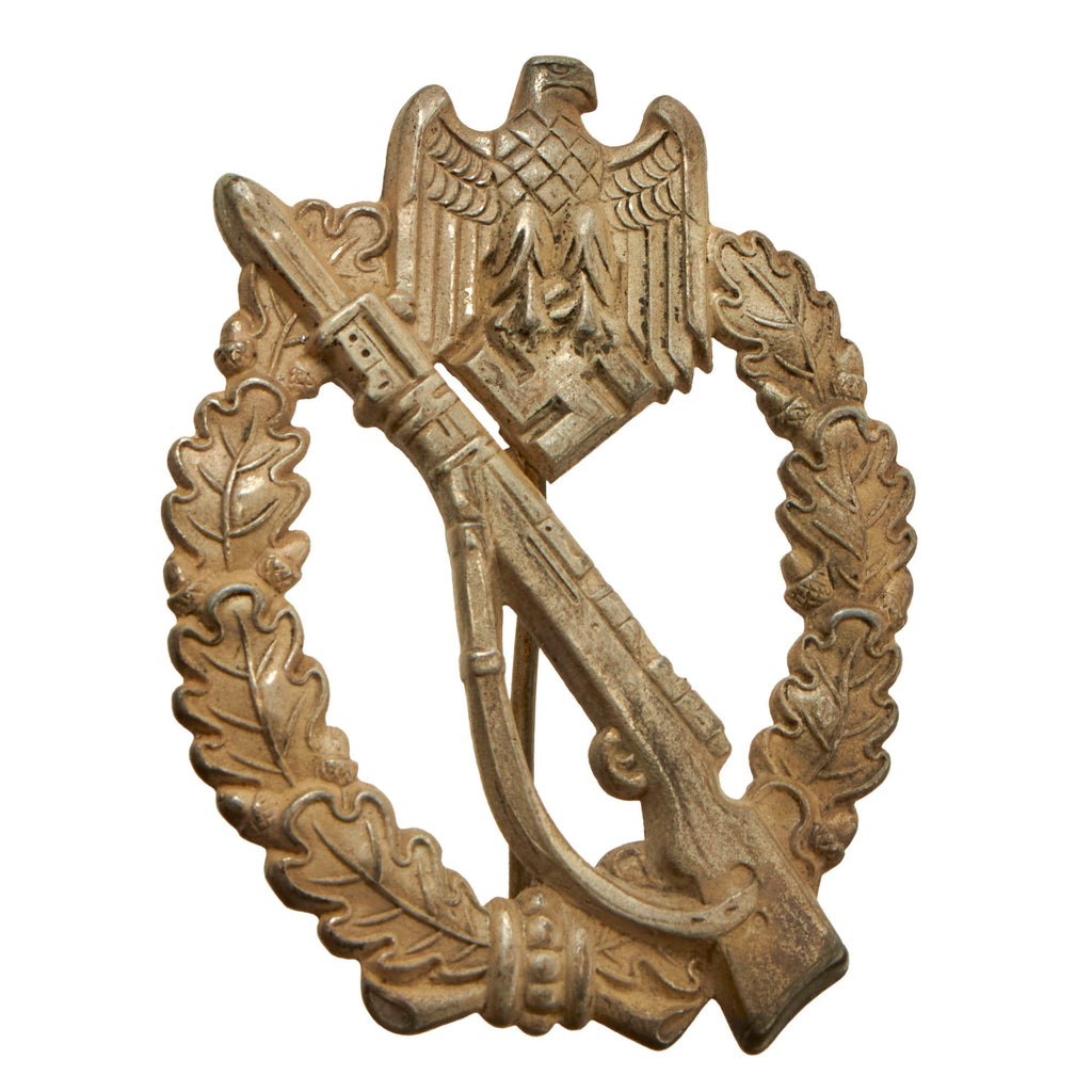 Original German WWII Silver Grade Infantry Assault Badge Featured in Sascha Weber Book - Unmarked Solid Back Original Items