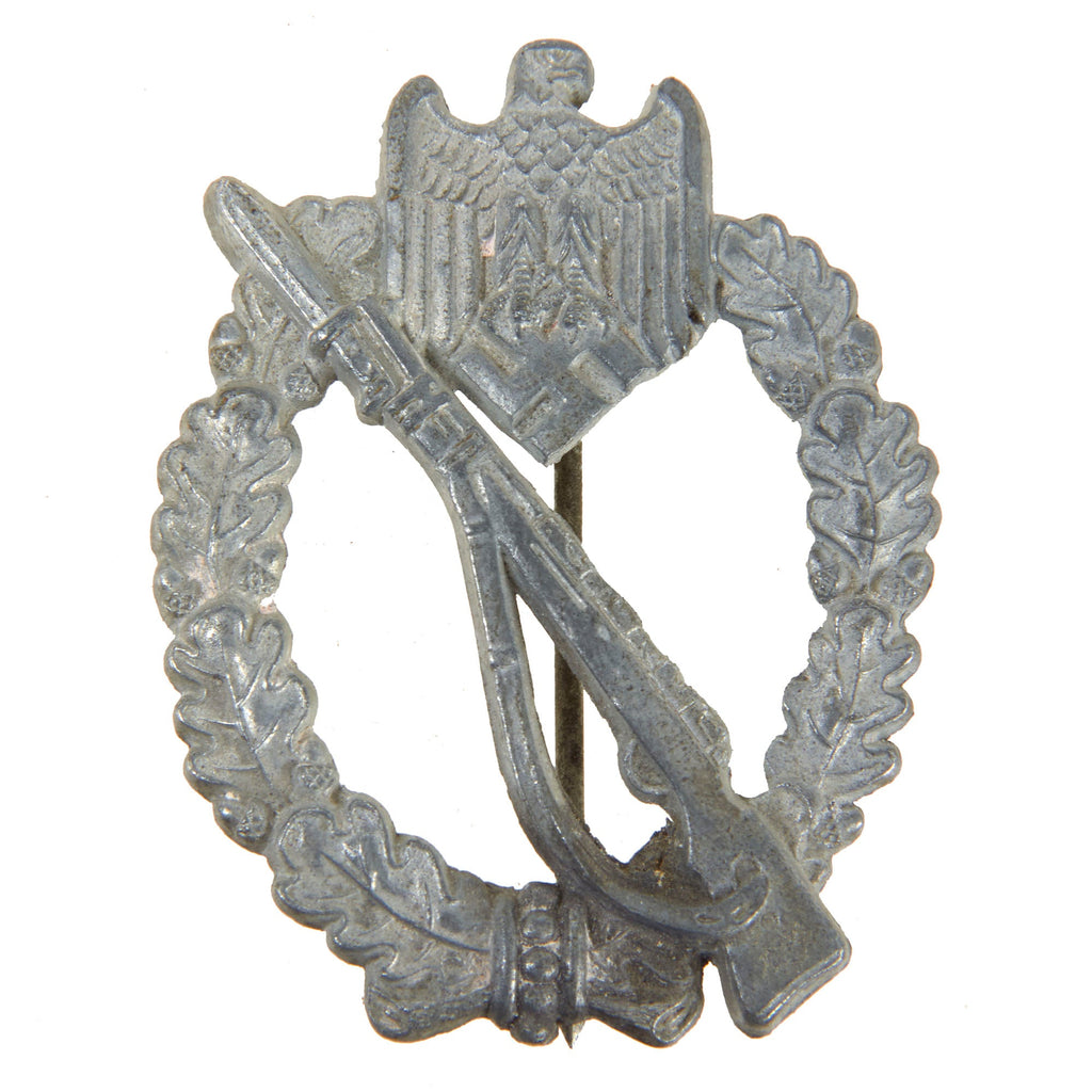 Original German WWII Silver Grade Infantry Assault Badge by C.E. Juncker of Berlin - Featured in Sascha Weber Book Original Items