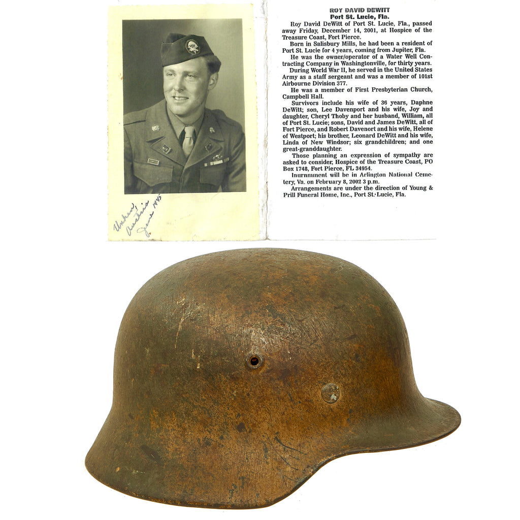 Original German WWII Named USGI Bring Back DAK Afrikakorps To Camouflage Converted M40 Helmet - Stamped ET64 Original Items