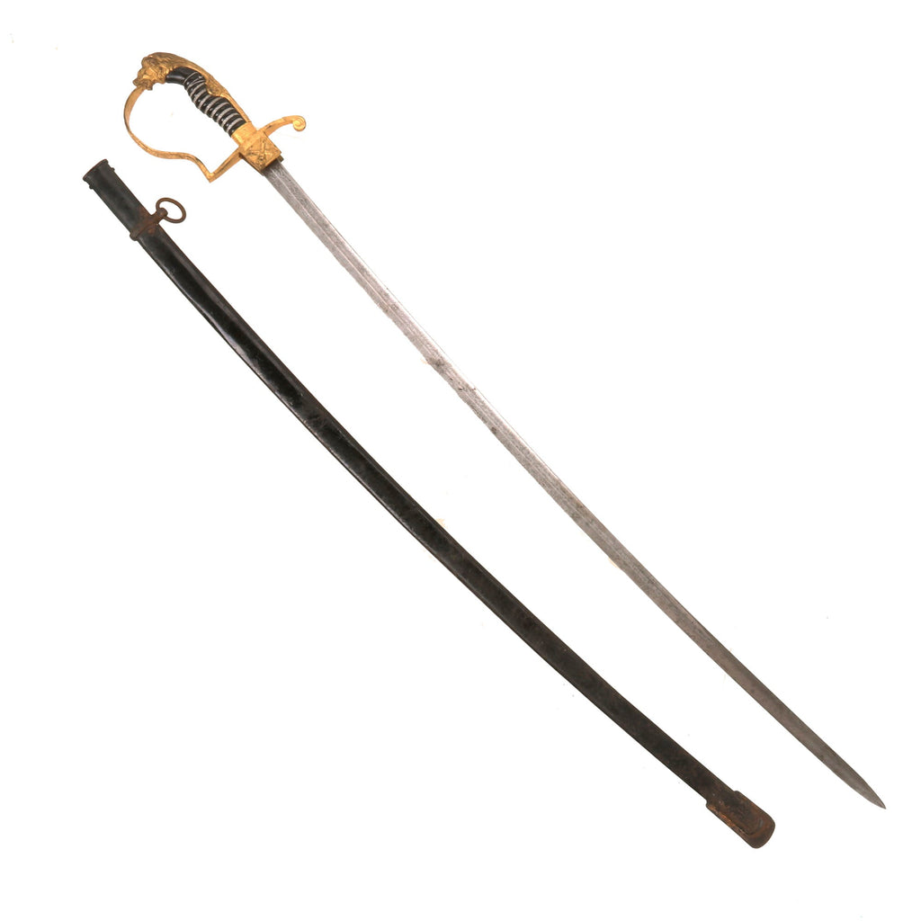 Original German Weimar Republic Interwar Reichswehr Army Artillery Officer Lion Head Sword with Steel Scabbard Original Items