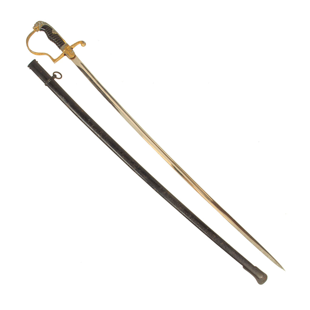 Original German WWII Army Officers Lion Head Sword by F. W. Höller of Solingen with Scabbard Original Items