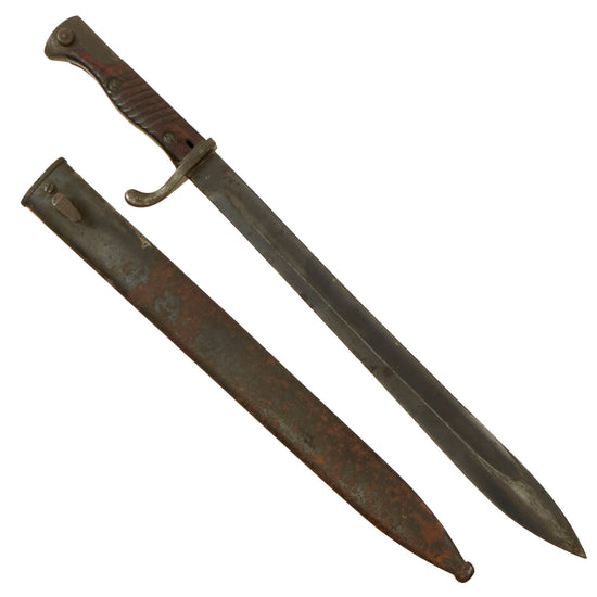 Original German WWI WWII Reich’s Ministry of Aviation Marked M1898/05 n/A Butcher Bayonet with Scabbard Original Items