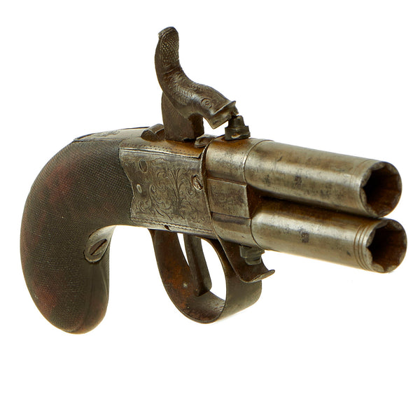 Original Victorian Era British Double Barrel Turnover Pocket Percussio original-victorian-era-british-double-barrel-turnover-pocket-percussio
