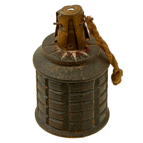 Original Japanese WWII Type 97 Inert Fragmentation Hand Grenade with Fuse - dated 1941 Original Items