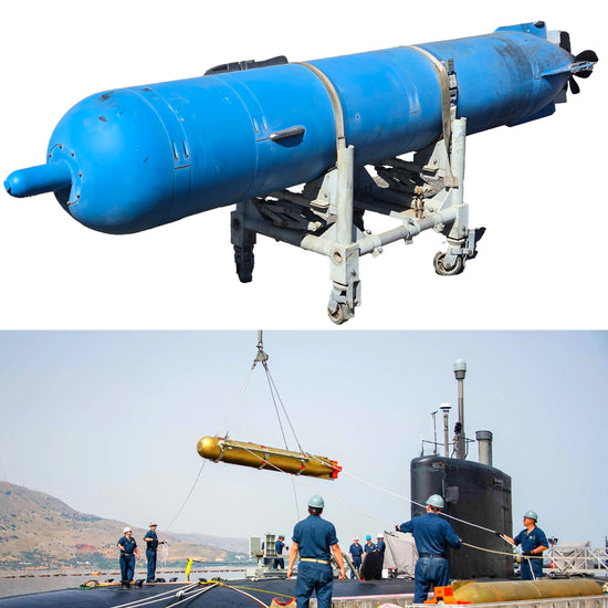 Original U.S. Vietnam War Era Inert Mark 37 Torpedo Trainer with Dolly Mk21 Mod0 Original Items