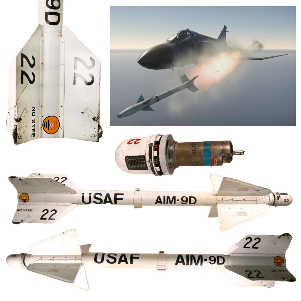 Original U.S. Vietnam War Era Inert AIM-9B Sidewinder Missile with FMU-56D Proximity Fuze - Altered for Museum Display Original Items