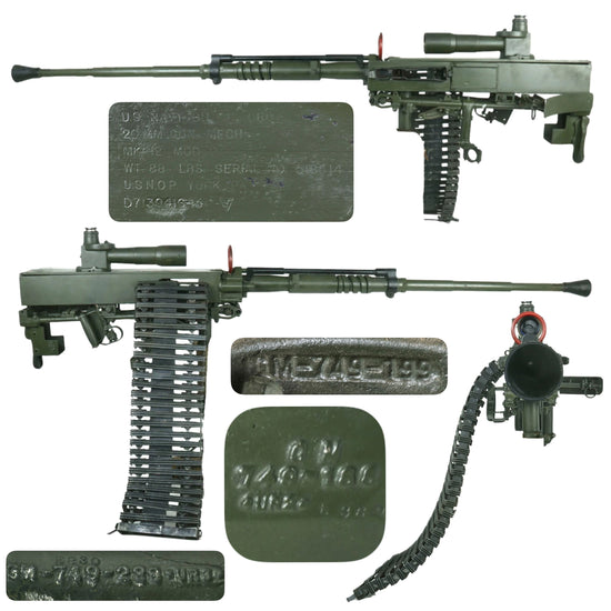 Original Vietnam War U.S. Navy Colt Mk12 Mod.0 20mm Prop Aircraft Display Autocannon Machine Gun with Feed Chutes Original Items