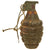 Original U.S. WWII Inert MkII Pineapple Practice Grenade with Yellow Ring & M10A3 Fuze - Missing Pull Ring Original Items