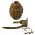 Original U.S. WWII Inert MkII Pineapple Practice Grenade with Yellow Ring & M10A3 Fuze - Missing Pull Ring Original Items