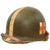 Original U.S. WWII 1943 Medic M1 McCord Front Seam Fixed Bale Helmet with Scarce Matching Hawley Paper Liner - Medical Tape Used for Insignia Original Items