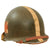 Original U.S. WWII 1943 Medic M1 McCord Front Seam Fixed Bale Helmet with Scarce Matching Hawley Paper Liner - Medical Tape Used for Insignia Original Items