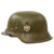 Original German WWII Extra Large M42 Single Decal Army Heer Helmet with 60cm Liner and Chinstrap - stamped ET68 Original Items