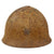 Original Japanese WWII Type 90 Army Tetsubo Helmet with Heavy Battle Damage - Replacement Liner and Chinstrap Original Items