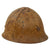 Original Japanese WWII Type 90 Army Tetsubo Helmet with Heavy Battle Damage - Replacement Liner and Chinstrap Original Items
