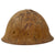 Original Japanese WWII Type 90 Army Tetsubo Helmet with Heavy Battle Damage - Replacement Liner and Chinstrap Original Items