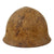 Original Japanese WWII Type 90 Army Tetsubo Helmet with Heavy Battle Damage - Replacement Liner and Chinstrap Original Items