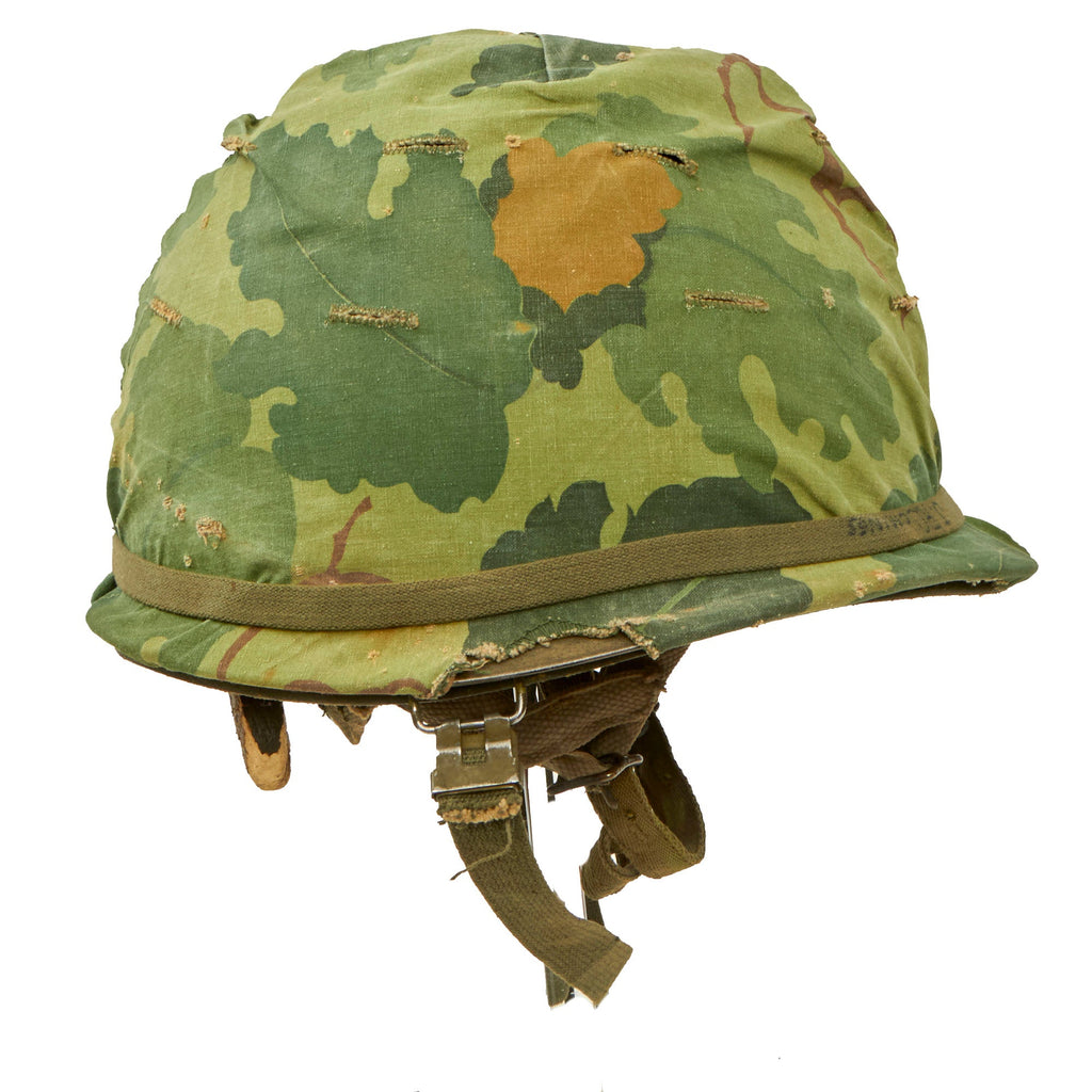 Original U.S. Vietnam War Era M1 Helmet with 1983 Dated Paratrooper Liner & Reversible Camouflage Cover - Complete Original Items