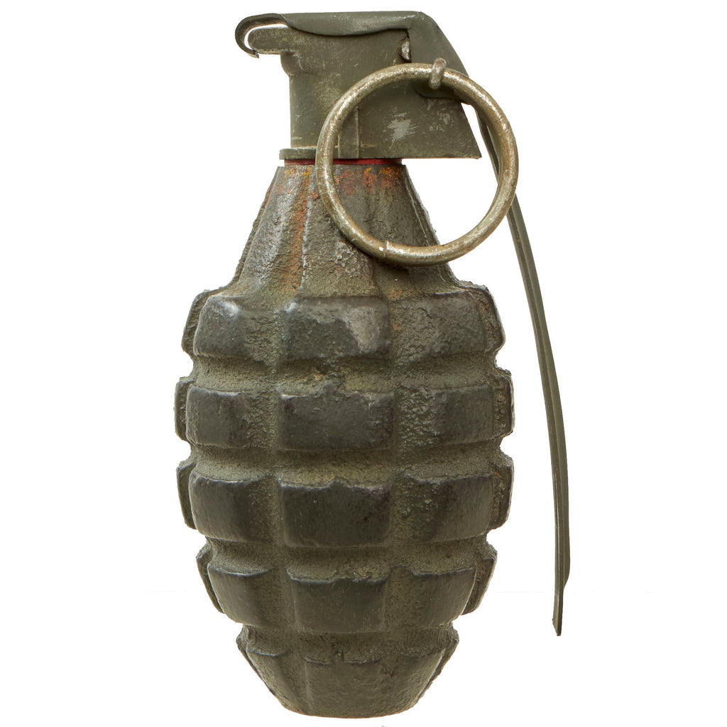 Original U.S. WWII Inert MkII Pineapple Grenade with Repainted Fuze Original Items