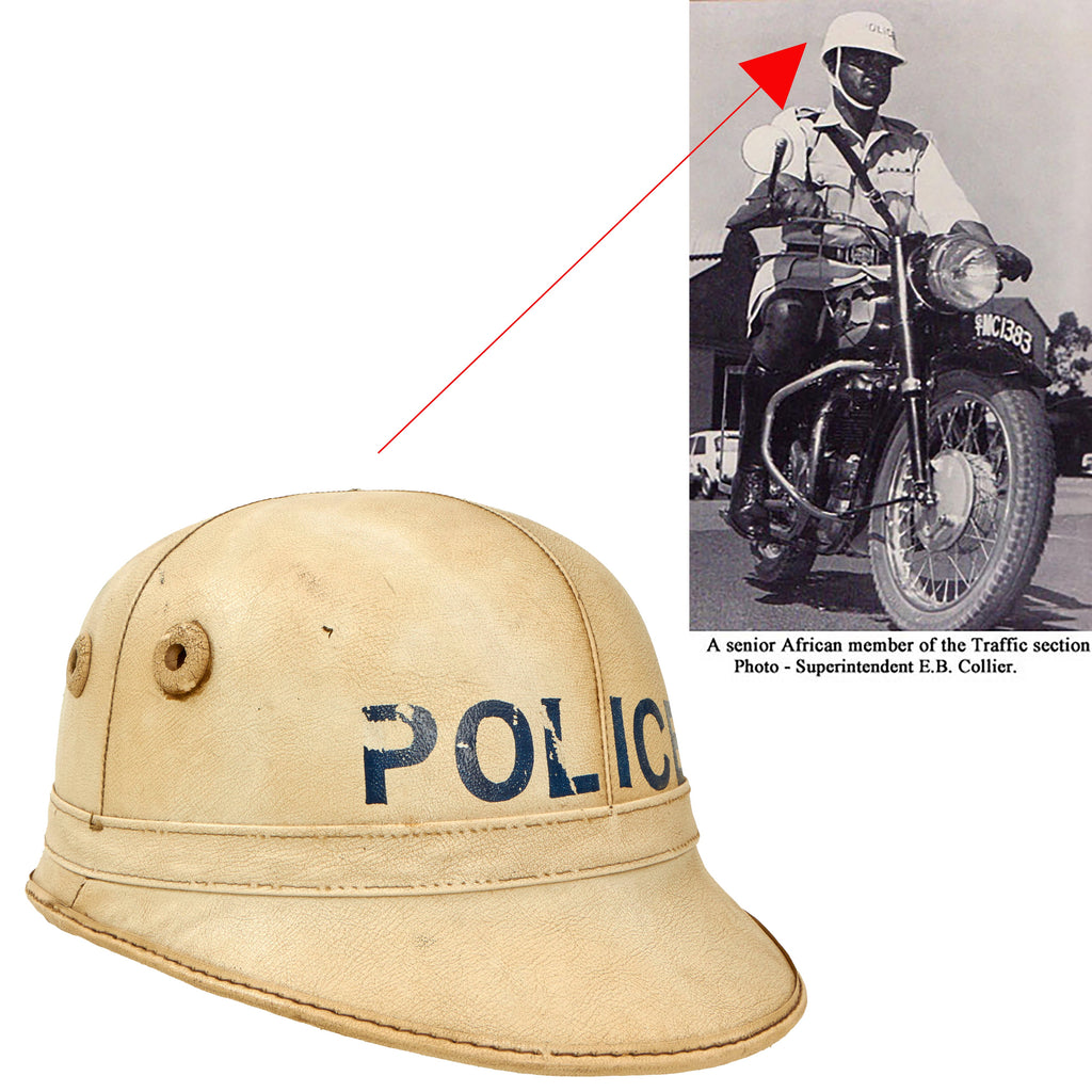 Original Rhodesian Bush War Era Leather Police Officer Helmet Original Items