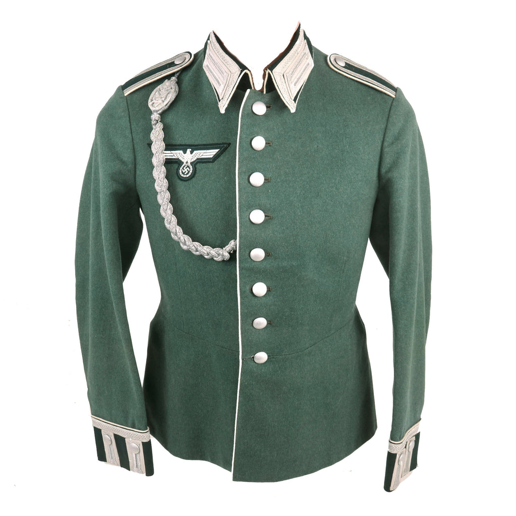 Original German WWII Heer Army Infantry Unteroffizier NCO M35 Waffenrock Dress Tunic with Marksmanship Lanyard - dated 1938 Original Items