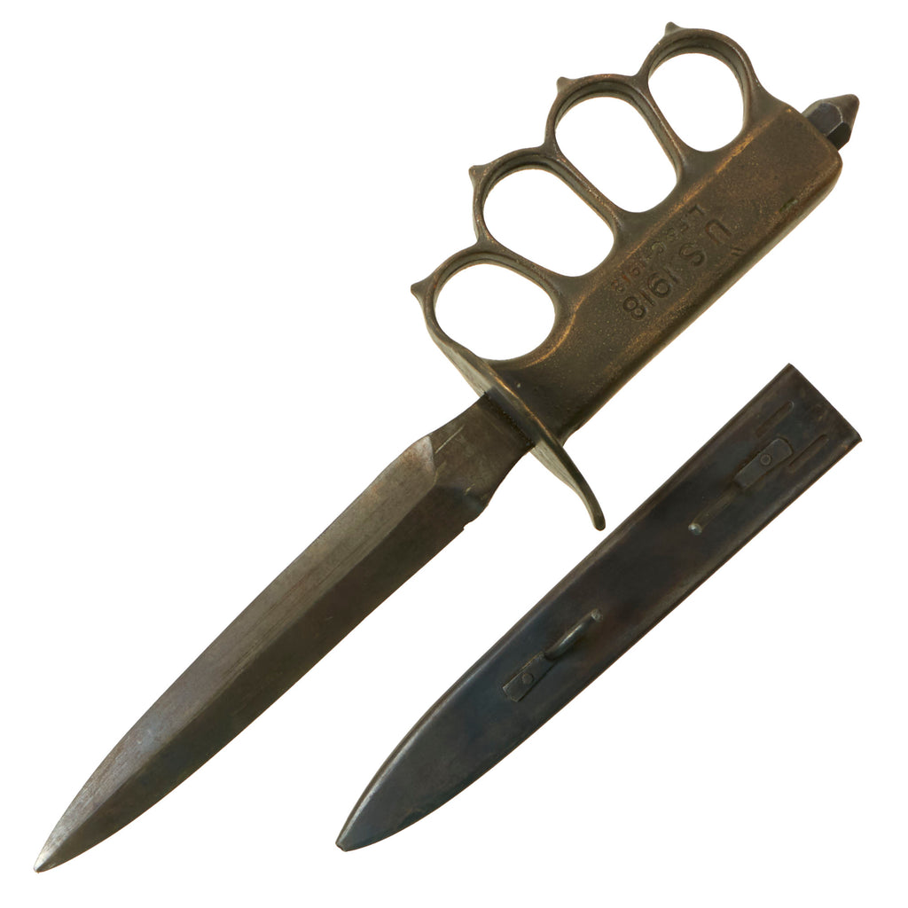 Original U.S. WWI Model 1918 Mark I Trench Knife by L. F. & C. with French Steel Scabbard Original Items
