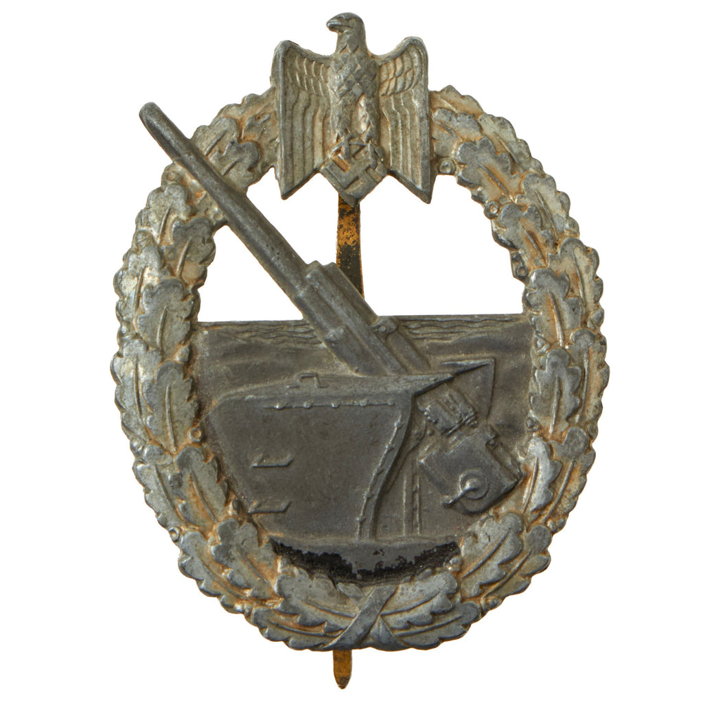 Original German WWII Kriegsmarine Coastal Artillery Badge by C.E. Juncker of Berlin Original Items