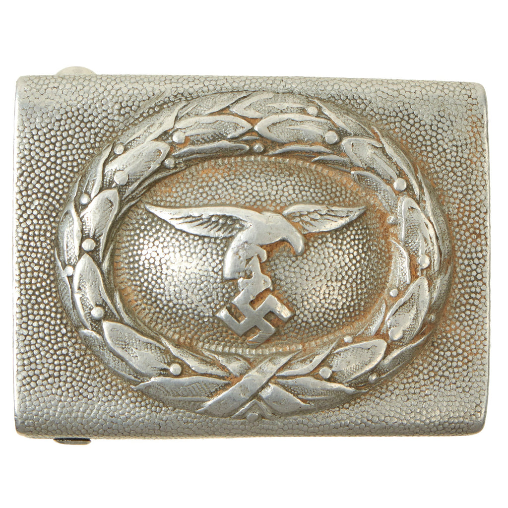 Original German WWII Early EM/NCO Luftwaffe Pebbled "Droop Tail" Eagle Aluminum Buckle Original Items