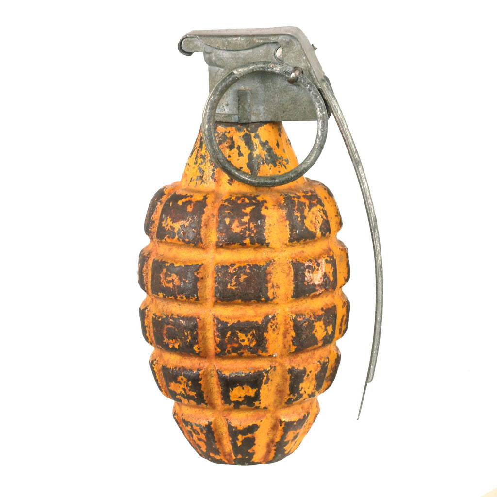 Original U.S. WWII Inert MkII Yellow Early War High Explosive Pineapple Grenade with M10A3 Fuze Original Items