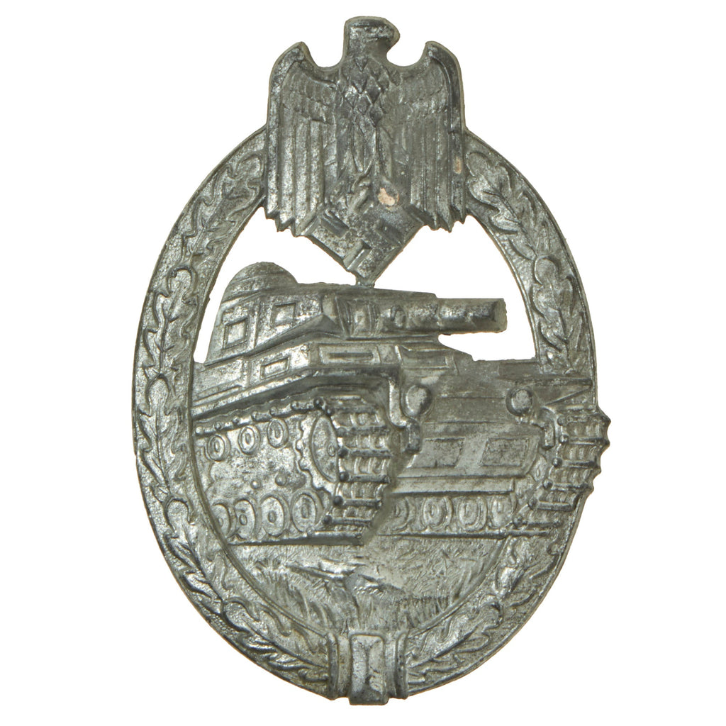 Original German WWII Panzer Assault Tank Badge by Hermann Aurich - Silver Grade Original Items