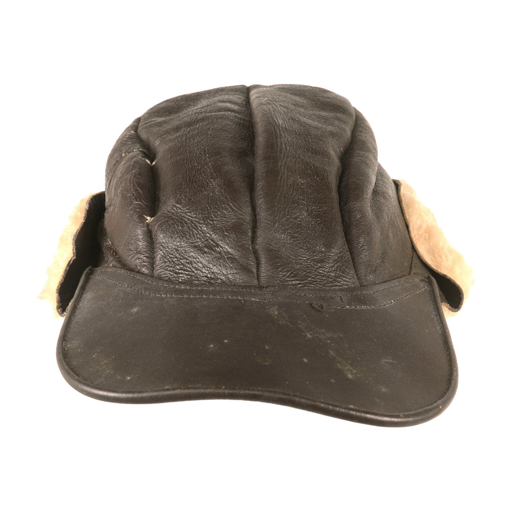Original U.S. WWII Army Air Forces B-2 Gunner & Air Crew Shearling Leather Billed Cap Original Items