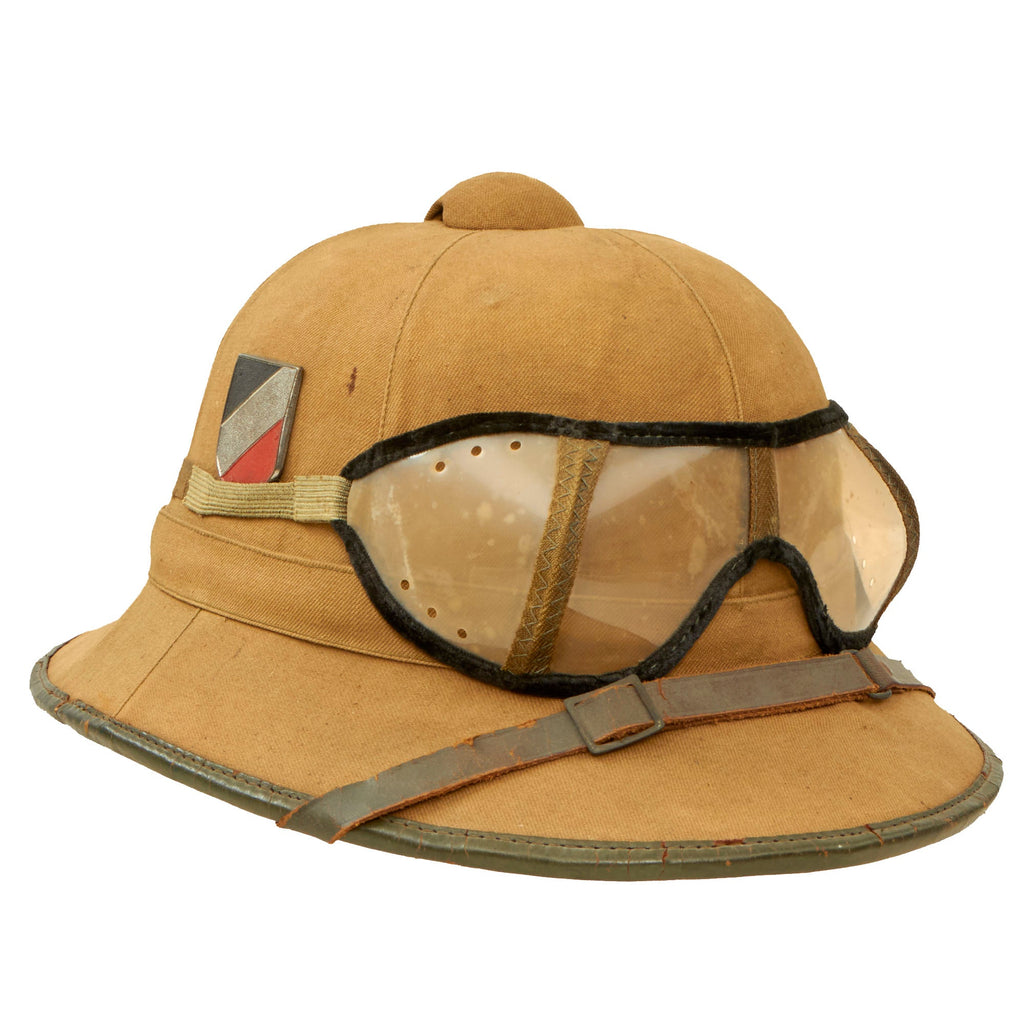 Original German WWII 1941 Dated First Model DAK Afrikakorps Sun Helmet with Eye Shields - size 58 Original Items