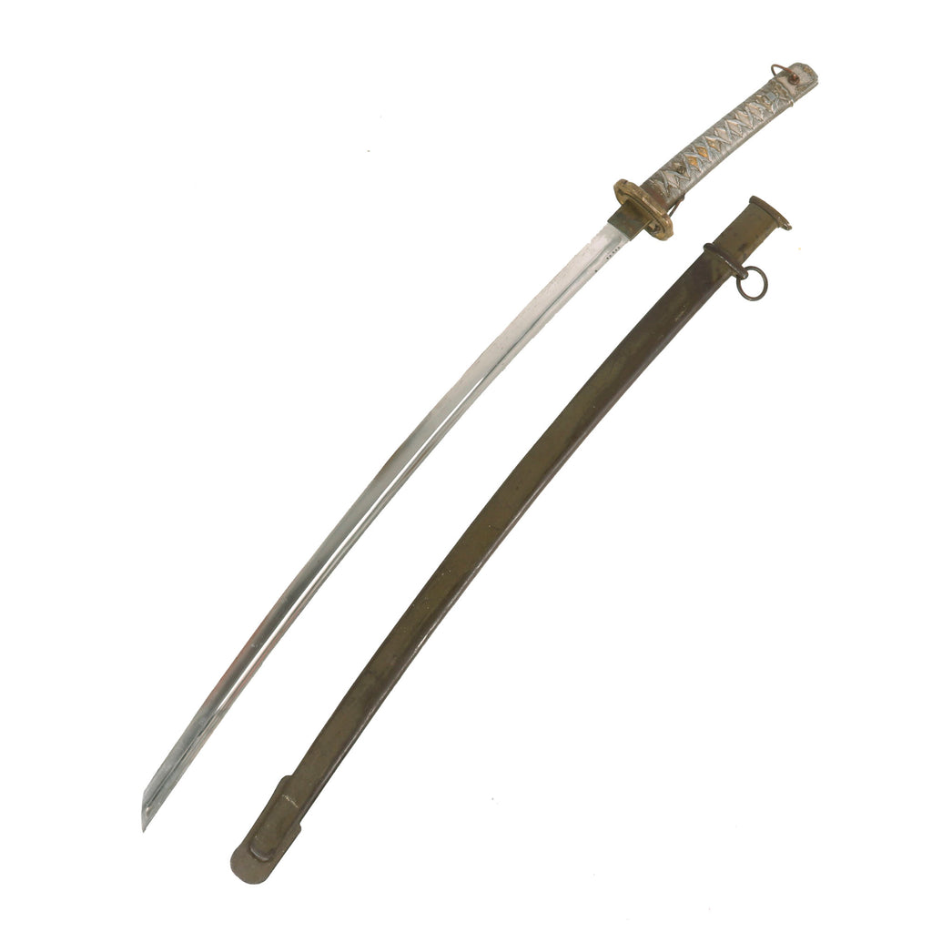 Original WWII Japanese Army Type 95 NCO Aluminum Handle Katana Sword with Excellent Blade - Matched Serial 97360 Original Items