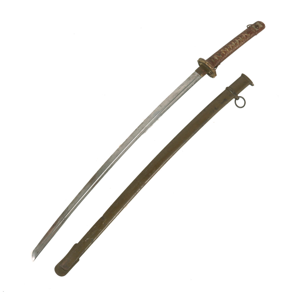 Original WWII Japanese Army Type 95 NCO Aluminum Handle Katana Sword with Scabbard - Matched Serial 44260 Original Items