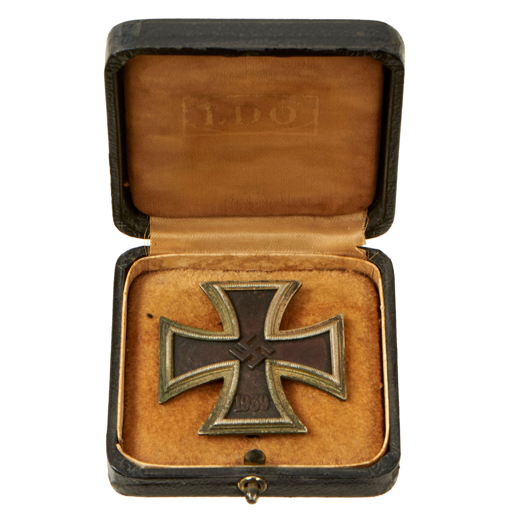 Original German WWII Vaulted Iron Cross First Class 1939 by C.F Zimmerman in Rare LDO Case - EKI Original Items