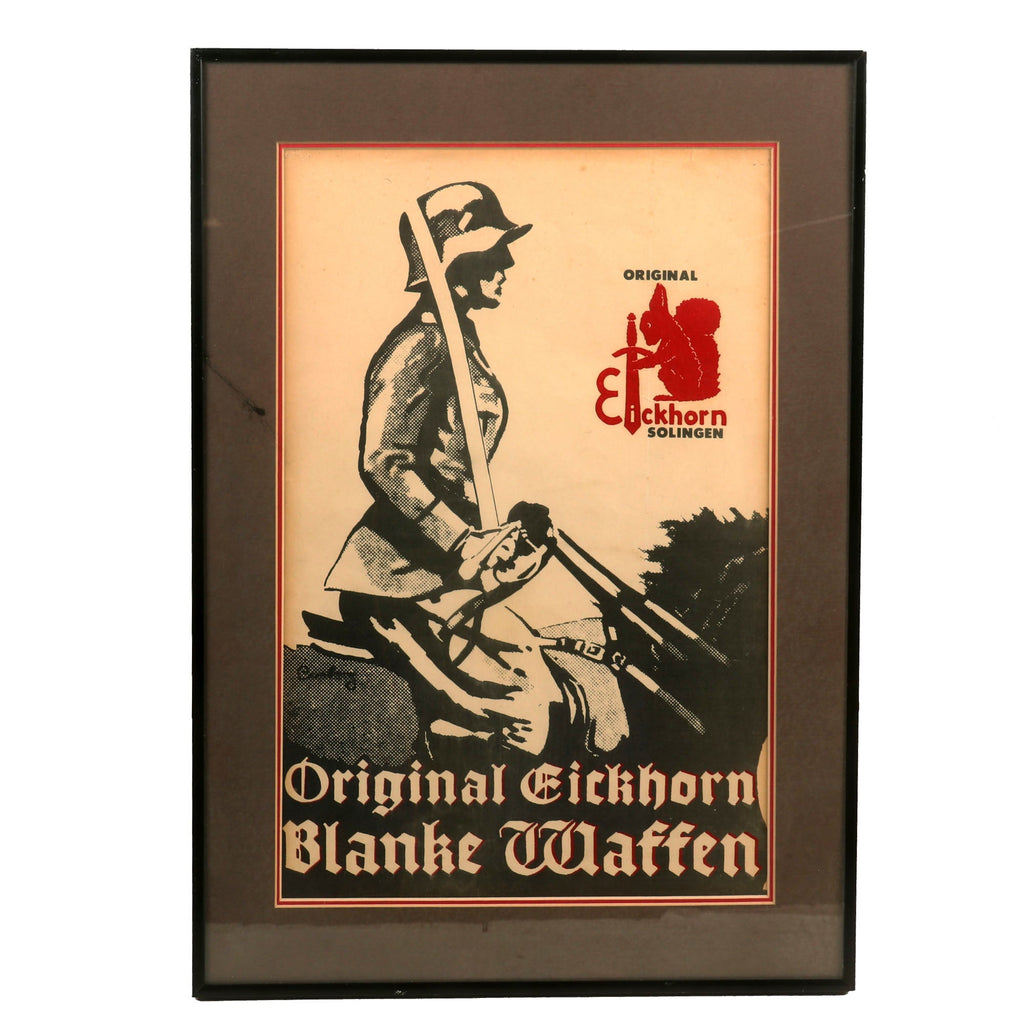 Original German WWII Framed Carl Eickhorn Solingen Window Advertisement Display Sign - 14 ¼” x 20 ¼” Original Items