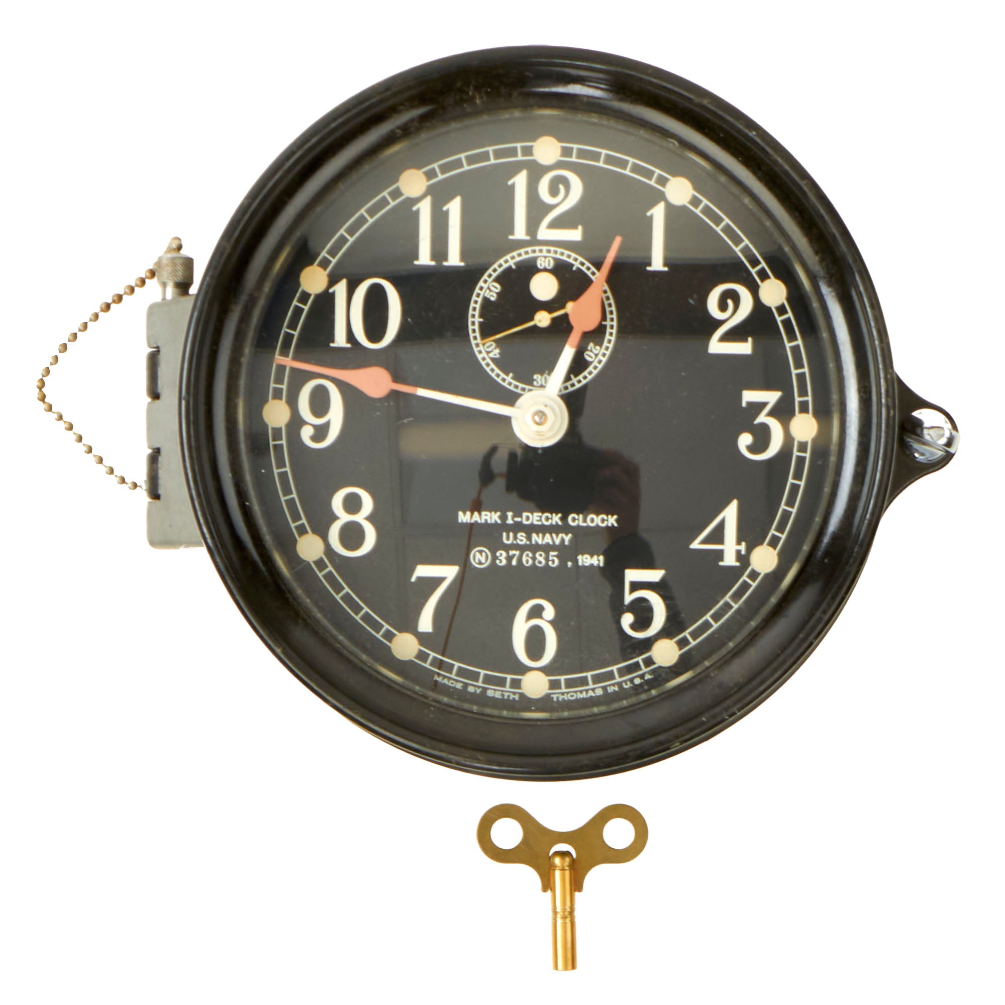 Original WWII U.S. Navy Type Mark I Deck Clock by Seth Thomas With