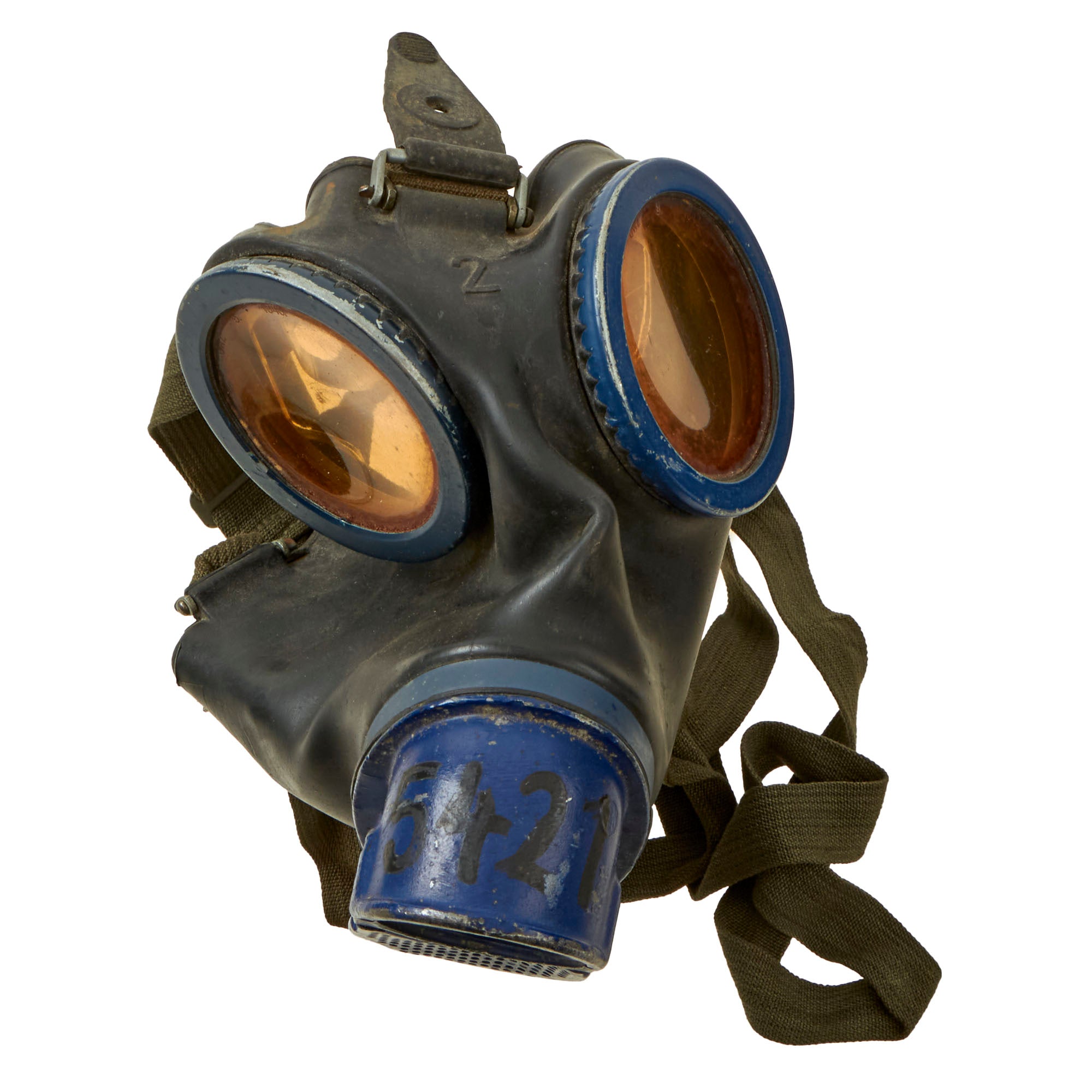 Original German WWII Named M30 3rd Model Size 2 Gas Mask with Fe