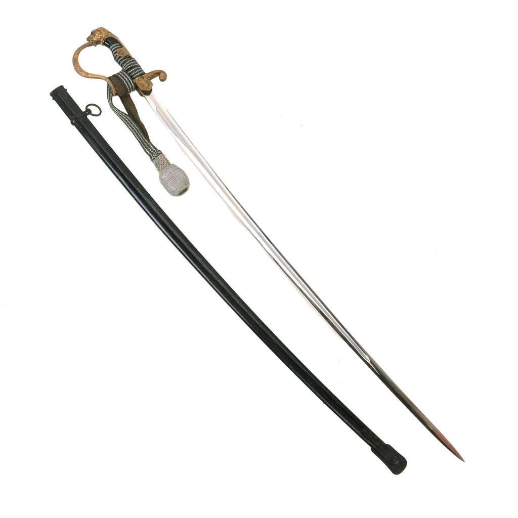 Original Rare German WWII Zeiten Pattern Field Marshal Lion Head Officers Sword by Carl Eickhorn with Scabbard and Troddel Knot Original Items
